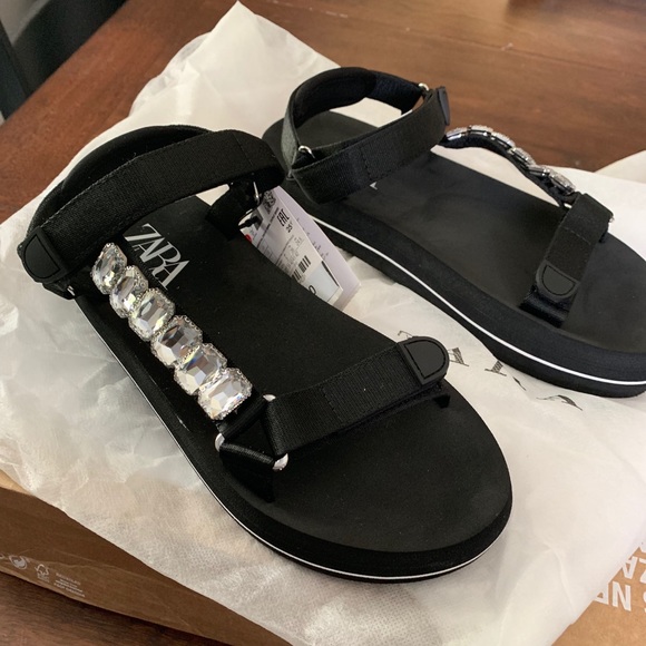 zara bejewelled sandals